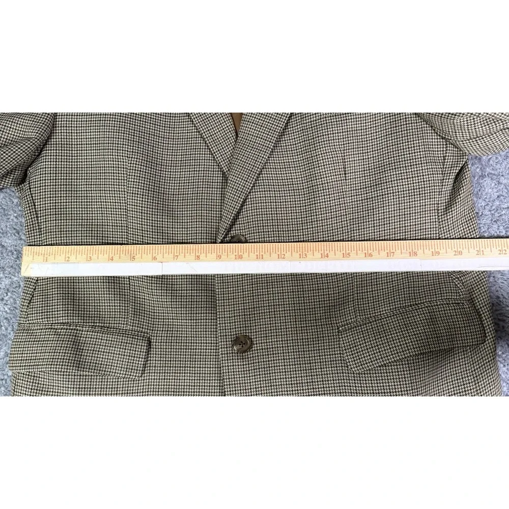 Lauren Ralph Lauren Mens Brown Houndstooth 100% Wool Sport Coat Blazer Size 44S